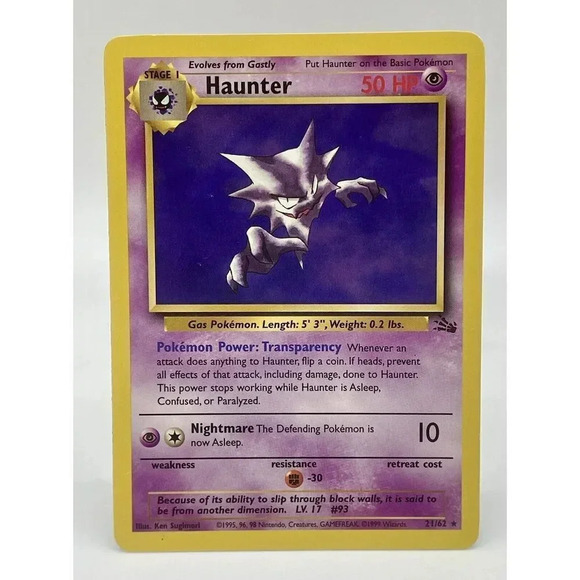 Haunter 21/62 Fossil Non Holo Rare Pokemon‎ Card WOTC Vintage 1999 - Picture 1 of 6